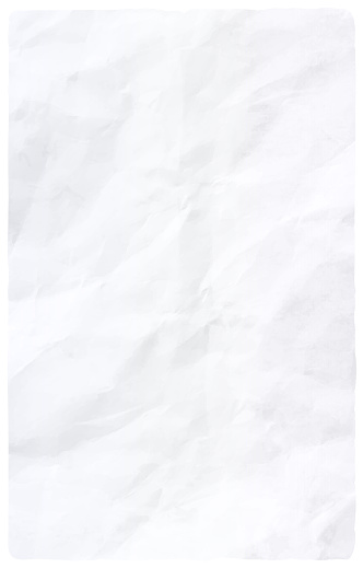 Empty blank white coloured grunge crumpled crushed recycled paper vertical vector backgrounds with folds and creases all over and uneven irregular edges