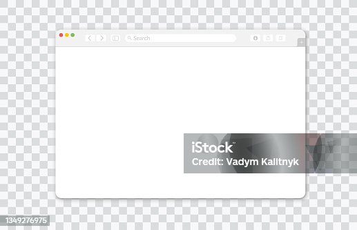 istock Empty browser window on transparent background. Empty web page mockup with toolbar 1349276975