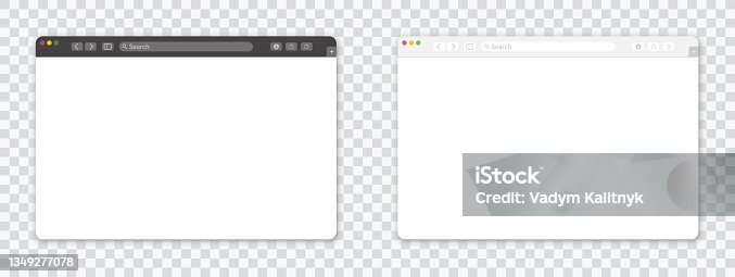 istock Empty browser window on transparent background. Empty web page mockup with toolbar 1349277078