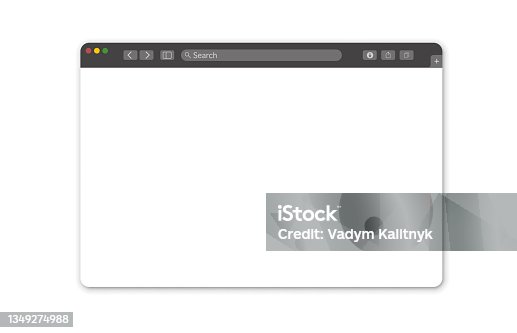 istock Empty browser window on white background. Empty web page mockup with toolbar 1349274988