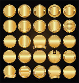 Empty golden retro labels and badges golden vector collection
