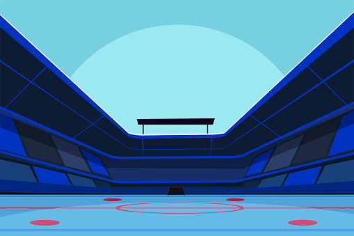 Empty ice rink flat vector illustration