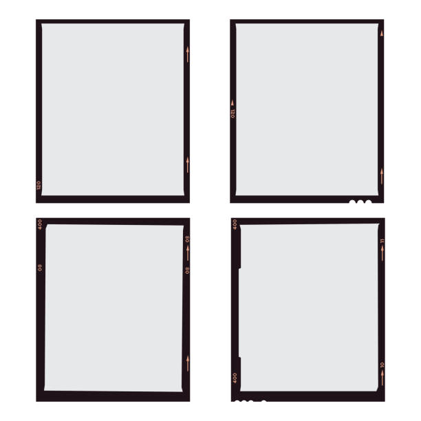 Empty medium format film frames Realistic empty medium format photographic film frames vector illustration. All design elements are on different layers. film reel stock illustrations