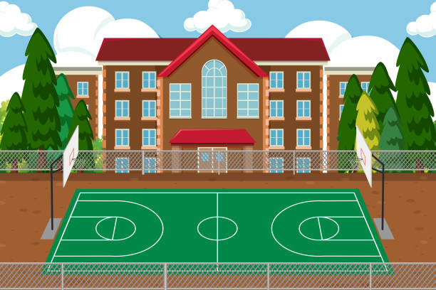 Empty school sport playground illustration
