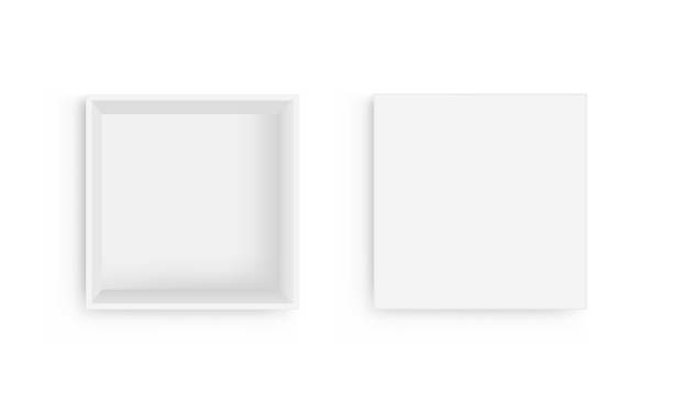 オープン蓋の上から白い背景ビュー上で分離されている空の正方形ボックス - 真上から見た図点のイラスト素材／クリップアート素材／マンガ素材／アイコン素材
