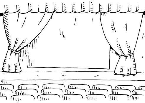 Empty theatre stage sketch illustration