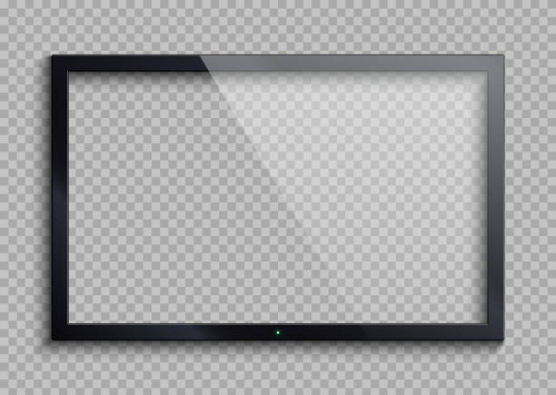 Empty tv frame with reflection and transparency screen isolated. Lcd monitor vector illustration Empty tv frame with reflection and transparency screen isolated. Lcd monitor vector illustration. Lcd display screen, tv digital panel plasma wall building feature stock illustrations