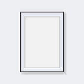 Empty vertical blank picture frame icon. Template design for mock up. Vector illustration