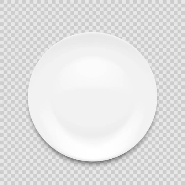 empty white plate isolated on white background. Vector illustration. empty white plate isolated on white background. Vector illustration. Eps 10. plate stock illustrations