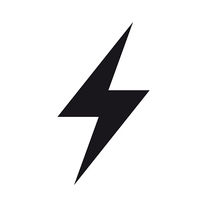 Thunderbolt, lightning zigzag simple black and white icon