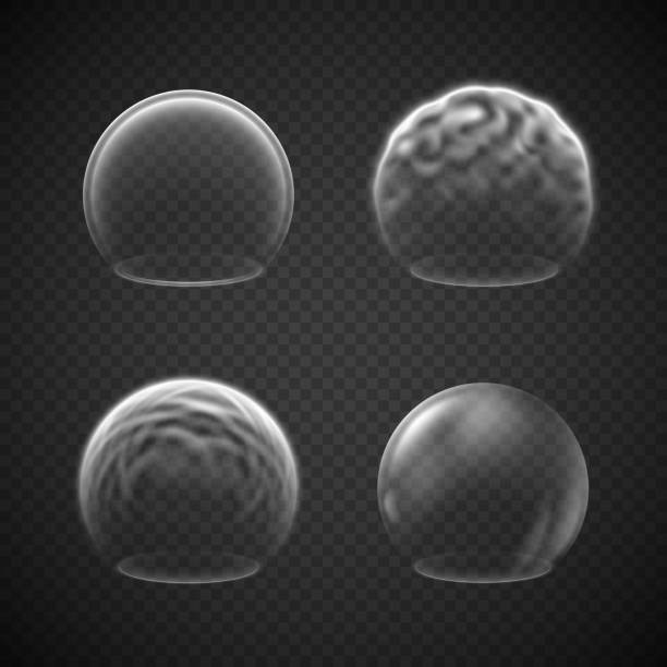 Energy shield Energy shield effects isolated on transparency grid, a set of various force screens, defense or protective fields, deflector, force bubble, science fiction element or metaphor of high protection sports field stock illustrations