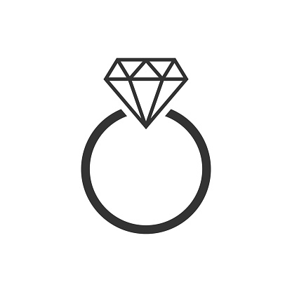Engagement Ring With Diamond Vector Icon In Flat Style Wedding Jewelery  Ring Illustration On White Isolated Background Romance Relationship Concept  Stock Illustration - Download Image Now - iStock