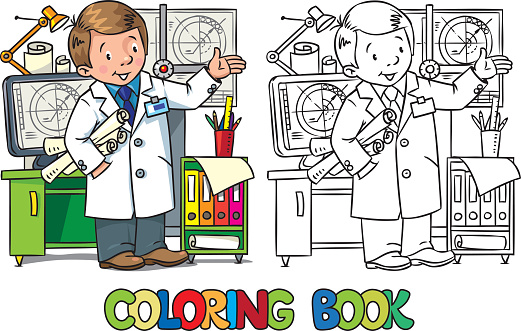 Engineer Coloring Book Profession Abc Series Stock Illustration