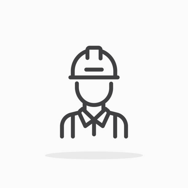 ikona inżyniera w stylu liniowym. - construction worker stock illustrations