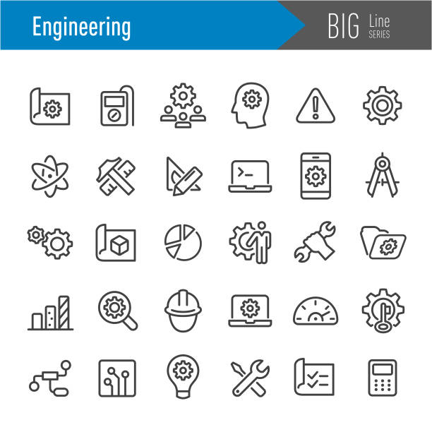 Engineering Icons - Big Line Series Engineering, industry, repairing stock illustrations