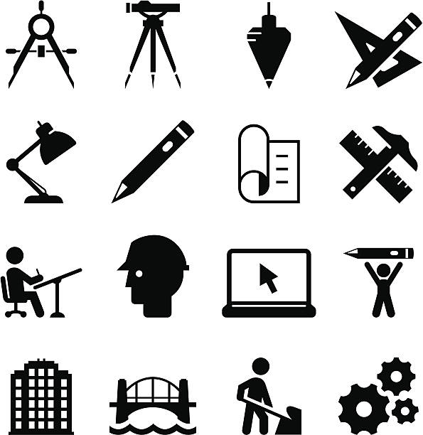 Engineering Icons - Black Series Engineering and drafting icons. Professional icons for your print project or Web site. See more in this series. survey clipart stock illustrations