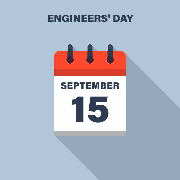 engineers' day, september 15, calendar icon. date. - labor day 幅插畫檔、美工圖案、卡通及圖標
