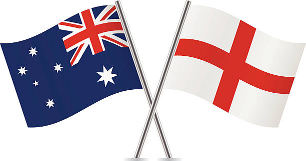 англия и флаги австралии.  вектор. - england australia stock illustrations