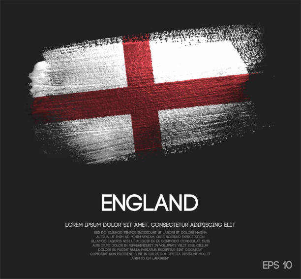 flaga anglii wykonana z brokatu sparkle brush paint vector - england australia stock illustrations