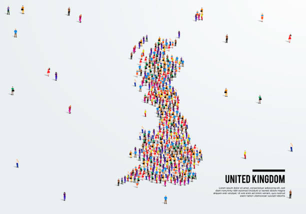 England or United Kingdom Map. Large group of people form to create a shape of UK or Britain Map. vector illustration. vector art illustration