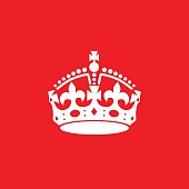 istock English crown icon isolated on red background. 849307200