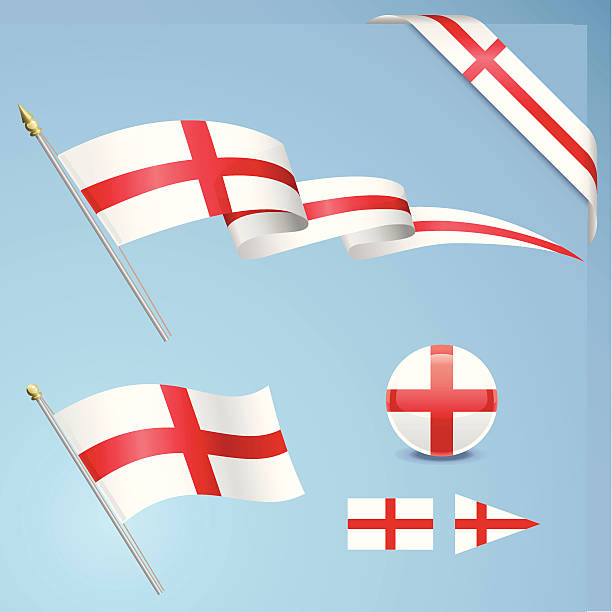 englische flagge set - englische flagge stock-grafiken, -clipart, -cartoons und -symbole