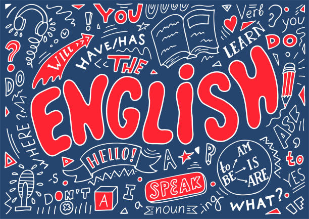 English English. Hand drawn doodles and lettering. English education concept. english language stock illustrations