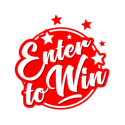 Sign Enter to win on circle bubble with stars. Vector on transparent background