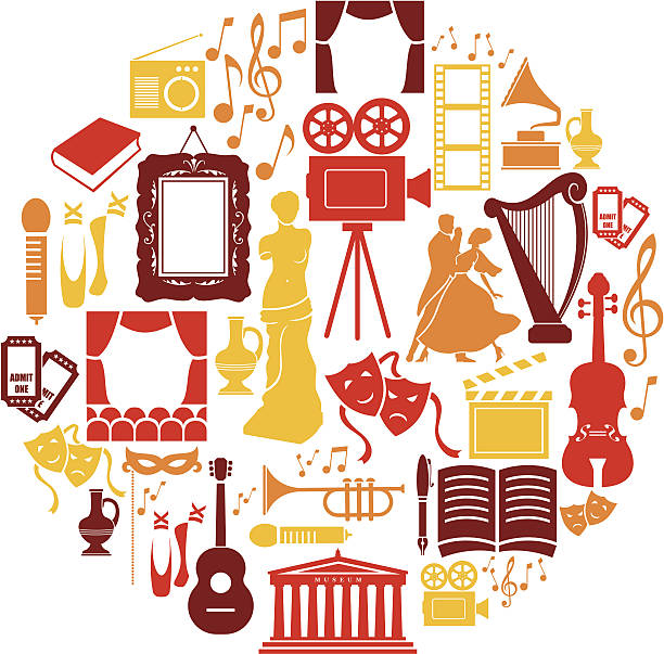 entertainment and culture icon set - kültürler stock illustrations
