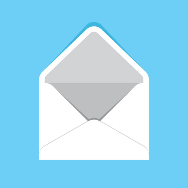 Envelope Open Vector illustration of an open envelope against a blue background in flat style. envelope stock illustrations
