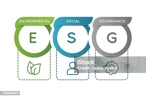 istock ESG Environmental Social Governance infographic. Business investment analysis model. 1326956611