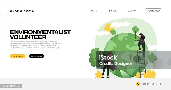 istock Environmentalist Concept Vector Illustration for Landing Page Template, Website Banner, Advertisement and Marketing Material, Online Advertising, Business Presentation etc. 1298382755