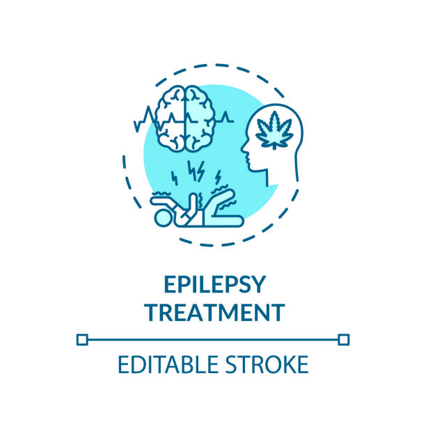 bildbanksillustrationer, clip art samt tecknat material och ikoner med ikon för epilepsibehandling - editable stroke