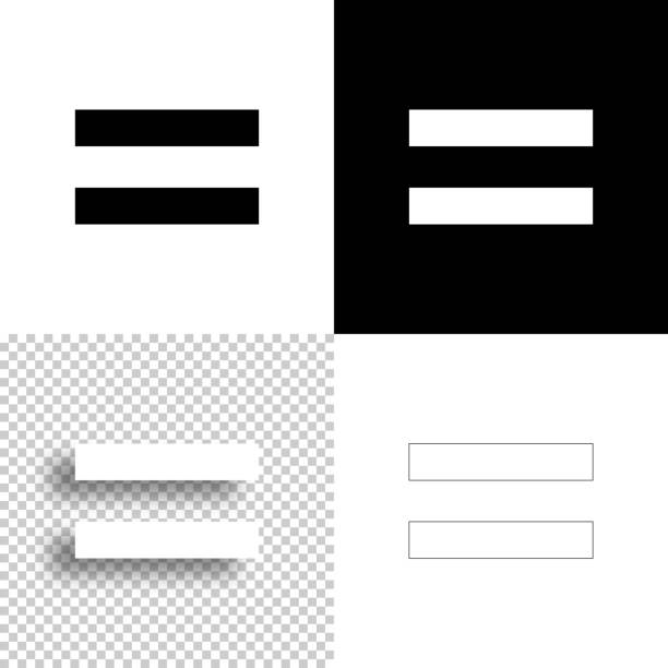 Equal sign. Icon for design. Blank, white and black backgrounds - Line icon Icon of "Equal sign" for your own design. Four icons with editable stroke included in the bundle: - One black icon on a white background. - One blank icon on a black background. - One white icon with shadow on a blank background (for easy change background or texture). - One line icon with only a thin black outline (in a line art style). The layers are named to facilitate your customization. Vector Illustration (EPS10, well layered and grouped). Easy to edit, manipulate, resize or colorize. Vector and Jpeg file of different sizes. equal sign stock illustrations