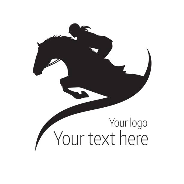 bildbanksillustrationer, clip art samt tecknat material och ikoner med hästtävlingar - vektorillustration av häst - logotyp - hinder häst