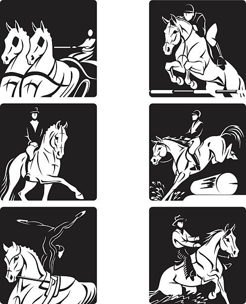 stockillustraties, clipart, cartoons en iconen met equestrian olympics 2 - jumping