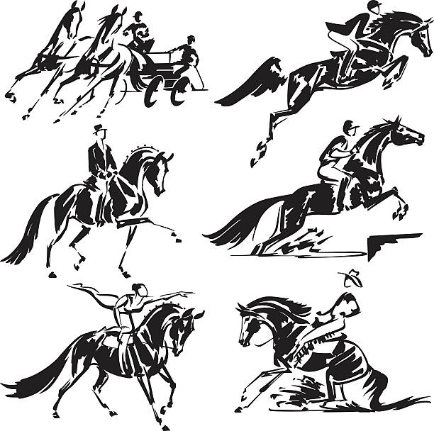 stockillustraties, clipart, cartoons en iconen met equestrian olympics 3 - jumping