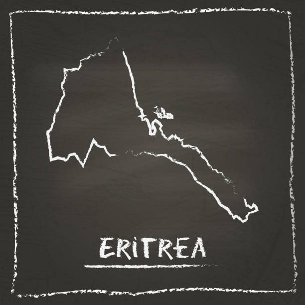 Eritrea outline vector map hand drawn with chalk on a blackboard....