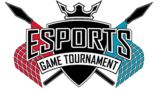 Esports tournament game logo with Shield Spear Flag and Crown