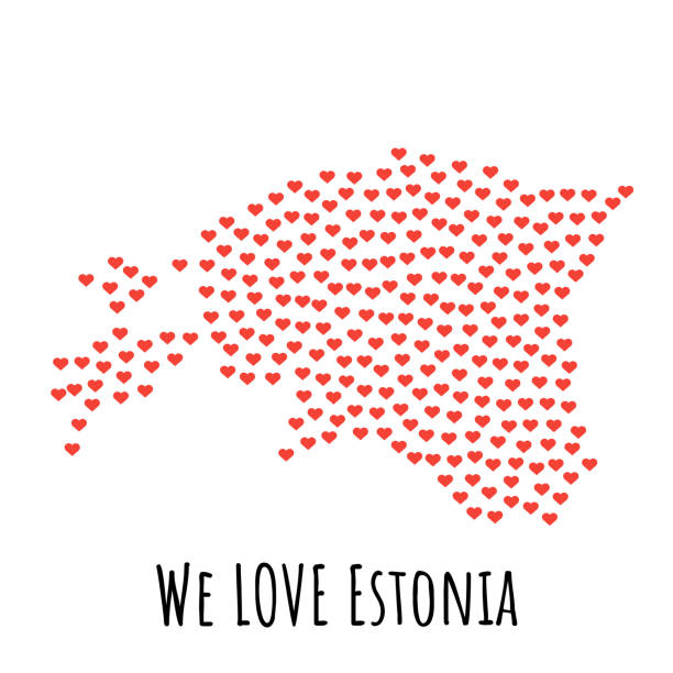 illustrations, cliparts, dessins animés et icônes de carte d’estonie avec des coeurs rouges - symbole de l’amour. résumé historique - ouvrier coeur