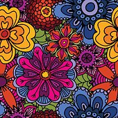 istock Ethnic floral doodle seamless background. Beautiful doodle art flowers. 485583834