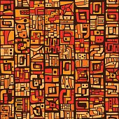 Orange and brown Aztec seamless ethnic vector pattern