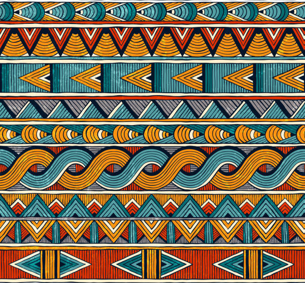 エスニックシームレスなパターン。手描きの抽象的な幾何学的背景。 - アフリカ点のイラスト素材／クリップアート素材／マンガ素材／アイコン素材