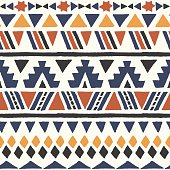 Ethnic seamless pattern. Aztec geometric background. Hand drawn navajo fabric. Modern abstract wallpaper. Vector illustration.