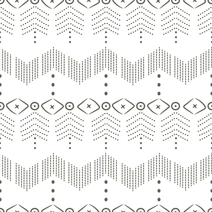 Ethnic textile decorative ornamental dotted stripes seamless pattern