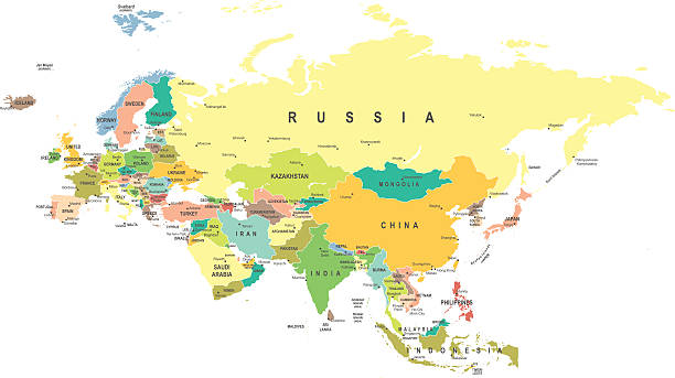 Eurasia - map - illustration Eurasia map - highly detailed vector illustration kazakhstan stock illustrations