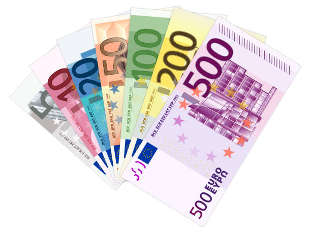 euro banknotes Euro banknotes on a white background. Vector illustration. european currency stock illustrations