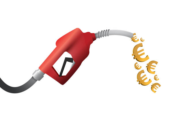 euro-währung gaspumpe illustration design - gaspreis stock-grafiken, -clipart, -cartoons und -symbole