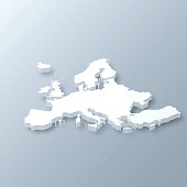 3D map of Europe isolated on a blank and gray background, with a dropshadow. Vector Illustration (EPS10, well layered and grouped). Easy to edit, manipulate, resize or colorize.