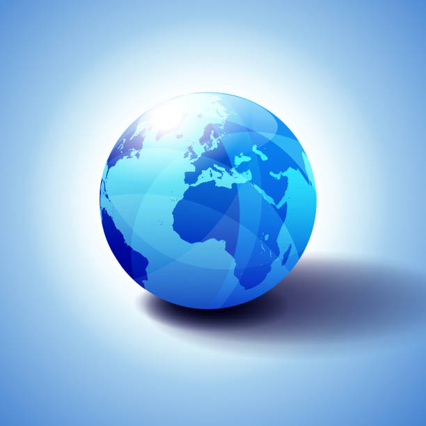 Europe and Africa, Background with Globe Icon 3D illustration This is a EPS Vector file created in Illustrator and can be enlarged to any size with no loss of data. cool blue world stock illustrations